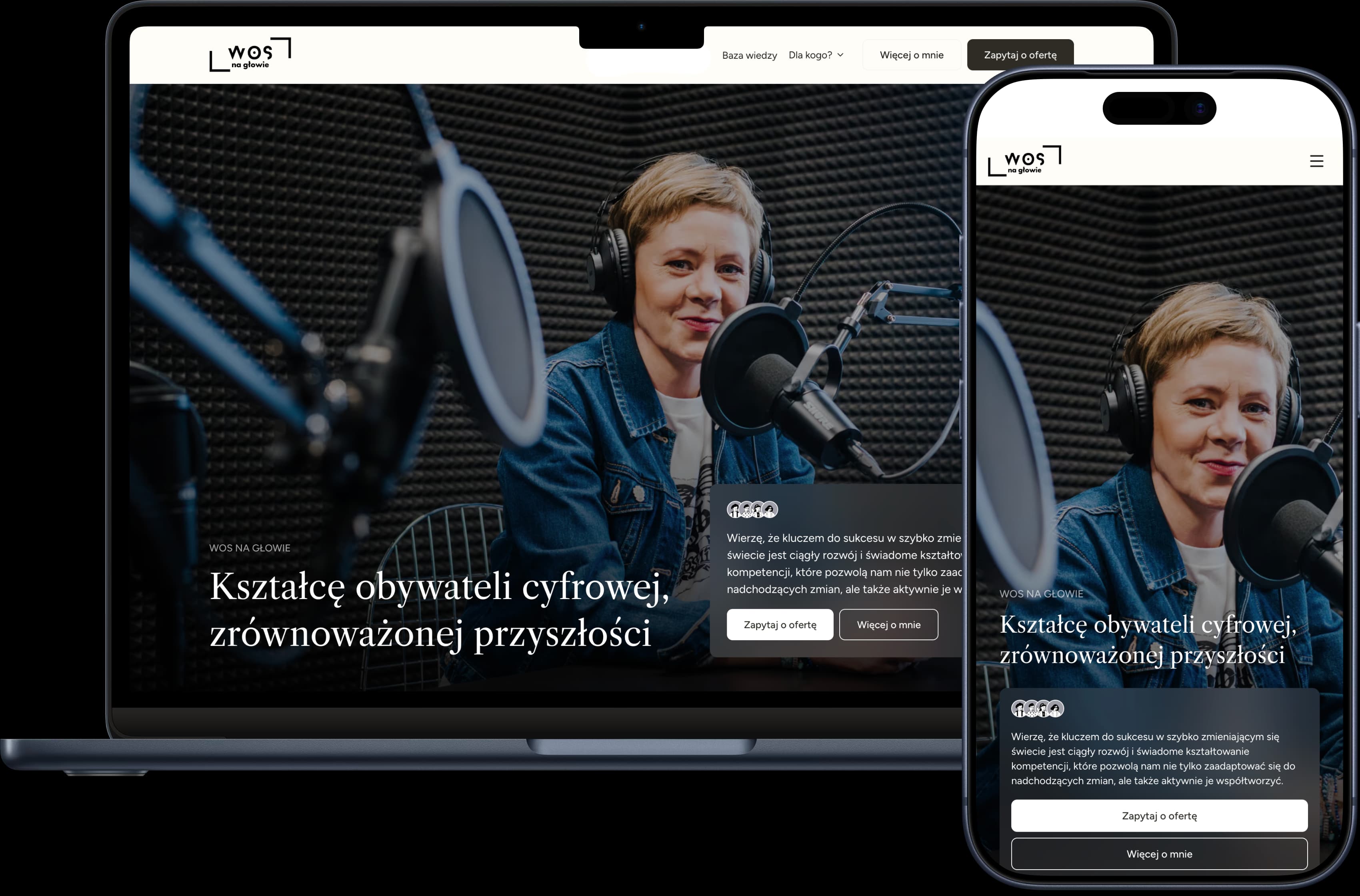 Realizacja Asterio Studio na laptopie i telefonie